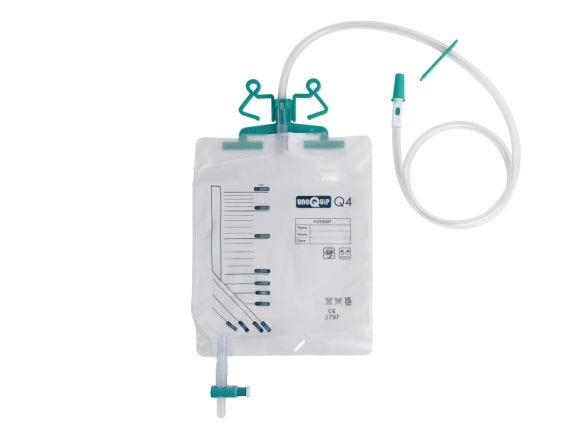 Unoquip Urine Drainage Bed Bag Csb Q4 Nrv Cv Hanger 2000ml 120cm Tube