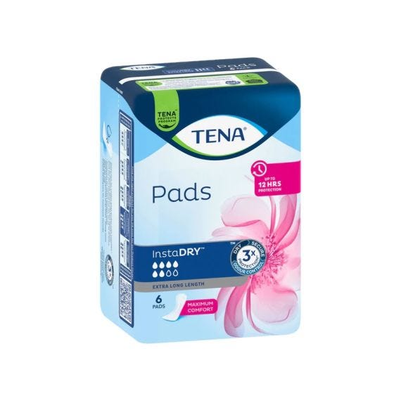Tena Pads Unisex Instadry Extra Long 377x126mm Unisex 560ml White