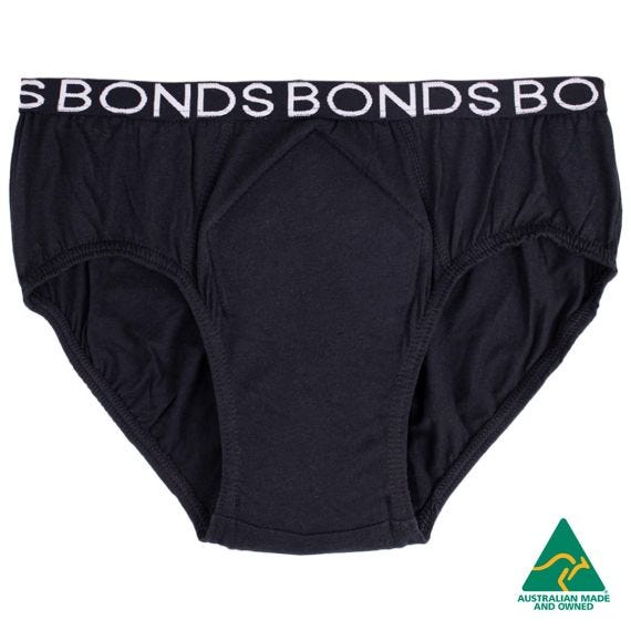 Bonds Boys Brief Waist 64 68 Cm 10 12 Yrs Waist 64 68 Cm Male 300ml Cotton Black