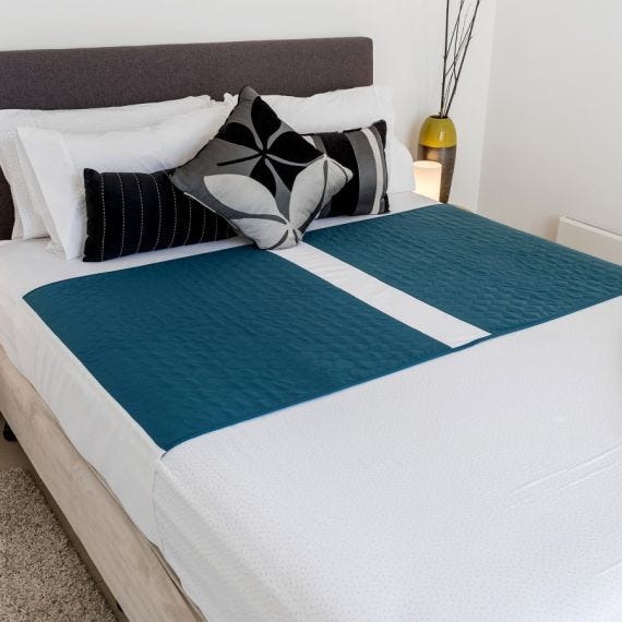 Conni Bed Pad X Wide Dual With 60cm Tuck Ins 153x85 Cm 2500ml Waterproof Teal/Blue
