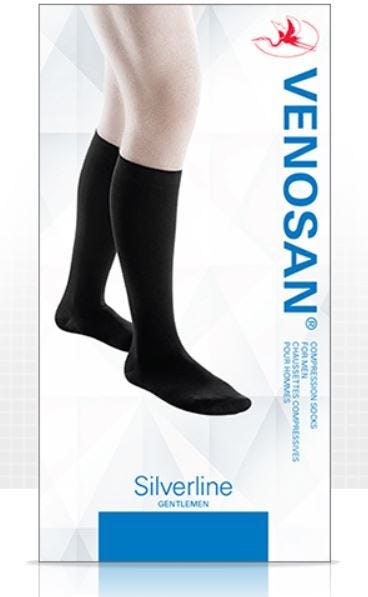 Venosan Silverline Socks Small Ankle 19 21cm Male 20 30 Hg Black