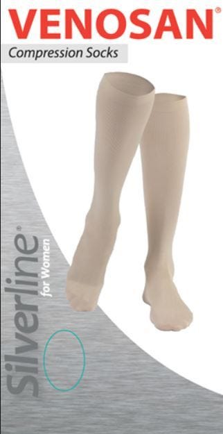 Venosan Silverline Socks Medium Ankle 21 24cm Female 20 30 Hg Beige