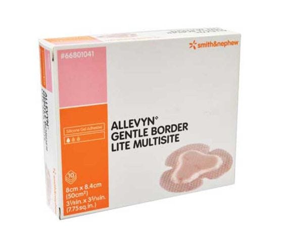 Allevyn Gentle Border Lite Multisite Foam Dressing 8cm X 8.4cm (Pad 5.8cm X 5.4cm)