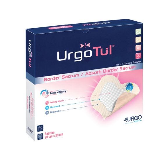 Urgotul Absorb Silicone Border Super Absorbent Foam Dressing Sacrum