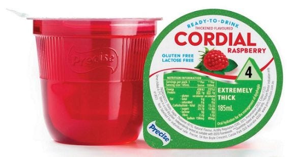 Precise Extremely Thick Level 4 Ready To Drink Cups Cordial Raspbery