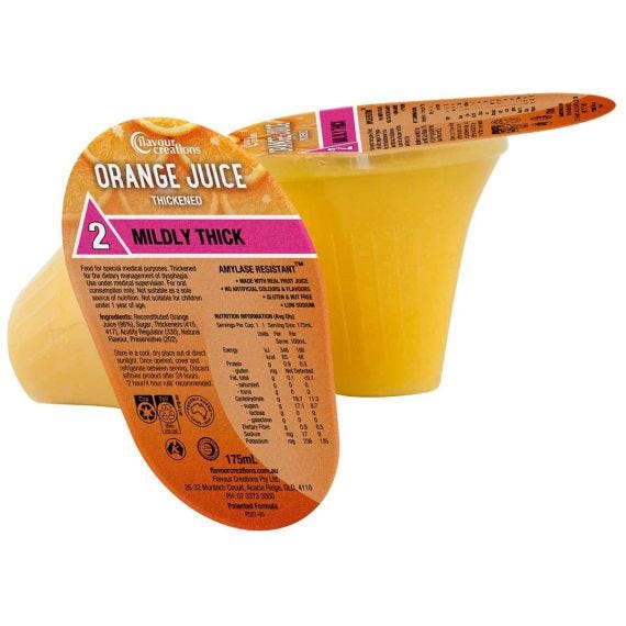 Flavour Creations Orange Juice Mildly Thick Dysphagia Cup 175 Ml