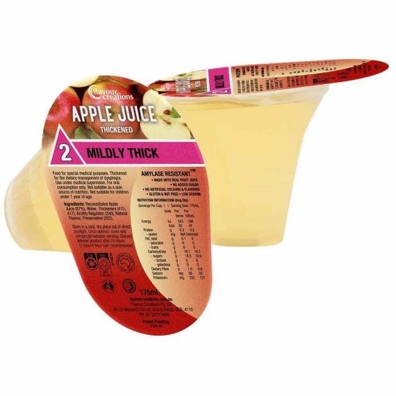 Flavour Creations Apple Juice Mildly Thick 150 Dysphagia Cup 175 Ml