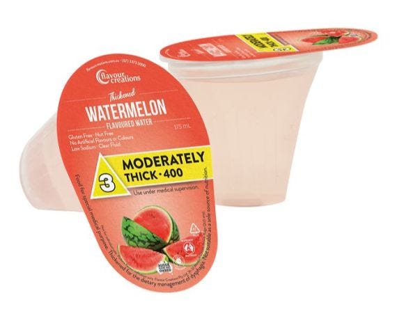 Flavour Creations Watermelon Water Moderately Thick 400 Dysphagia Cup 175 Ml