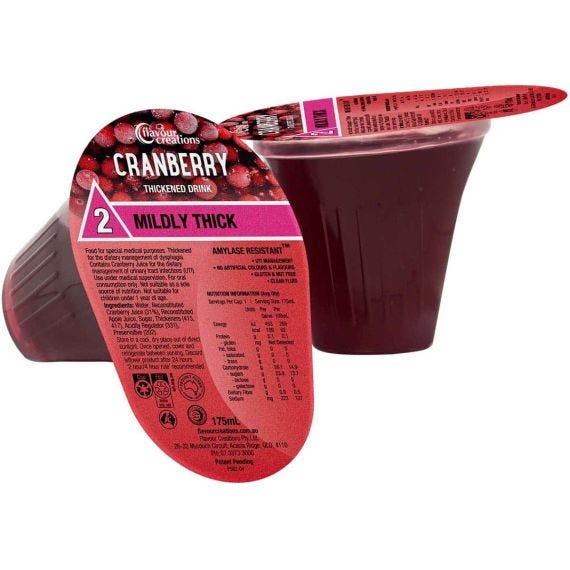 Flavour Creations Cranberry Juice Mildly Thick 150 Dysphagia Cup 175 Ml