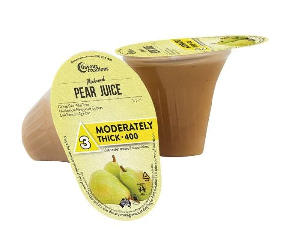 Flavour Creations Pear Juice Moderately Thick 400 Dysphagia Cup 175 Ml