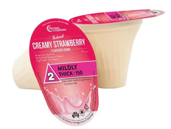 Flavour Creations Creamy Strawberry Mildly Thick 150 Dysphagia Cup 175 Ml