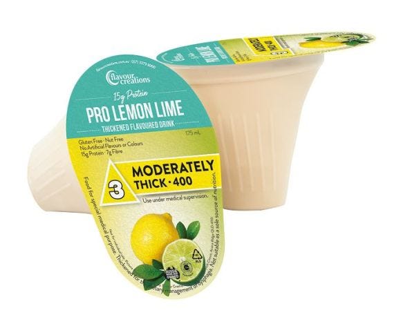 Flavour Creations Pro Lemon Lime Moderately Thick 400 Dysphagia Cup 175 Ml