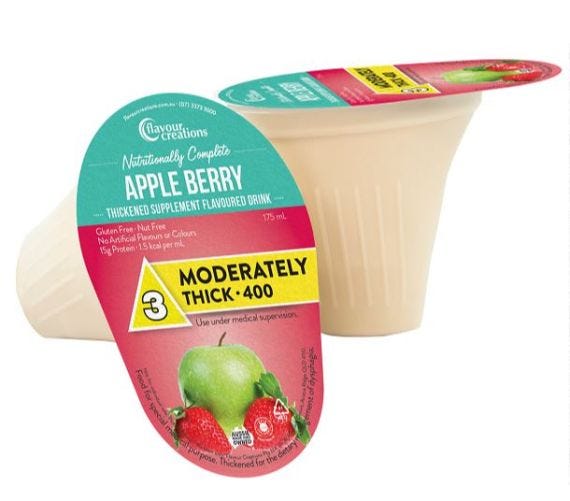 Flavour Creations Nutritionally Complete Apple Berry Moderately Thick 400 Dysphagia Cup 175 Ml