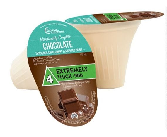 Flavour Creations Nutritionally Complete Chocolate Level 4 Extremely Thick 900 Dysphagia Cup 175 Ml