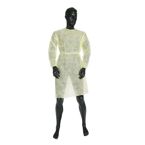 Gown Unisize Disposable Polypropelene Yellow