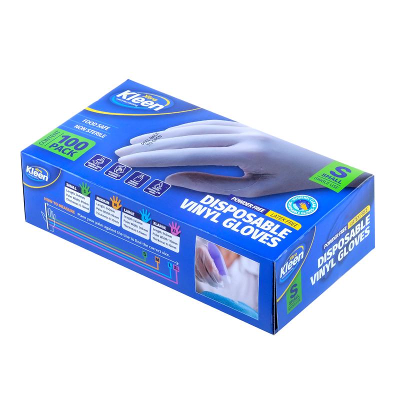 Xtra Kleen Disposable Vinyl Gloves – Clear (Small, 100 Pack)
