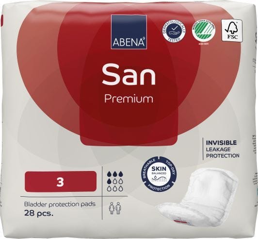 Abena San 3 Premium Unisex 300ml White/ Red Stripe