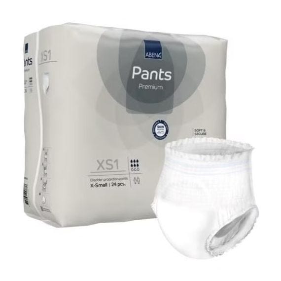 Abena Pants Premium Xs1 Extra Small 1400ml White/ Grey Stripe