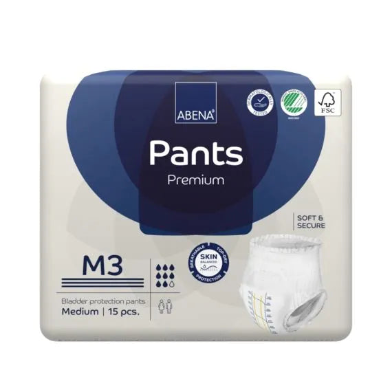 Abena Pants M3 Medium Waist 80 110cm Unisex 2400ml White/ Blue Stripe