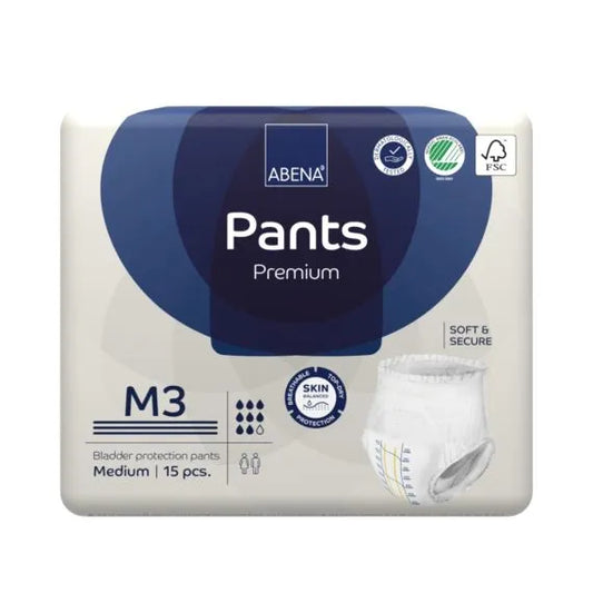 Abena Pants M3 Medium Waist 80 110cm Unisex 2400ml White/ Blue Stripe