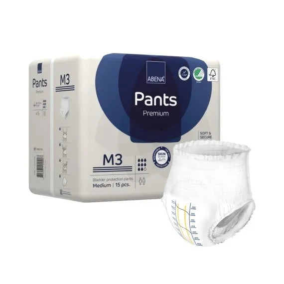 Abena Pants M3 Medium Waist 80 110cm Unisex 2400ml White/ Blue Stripe
