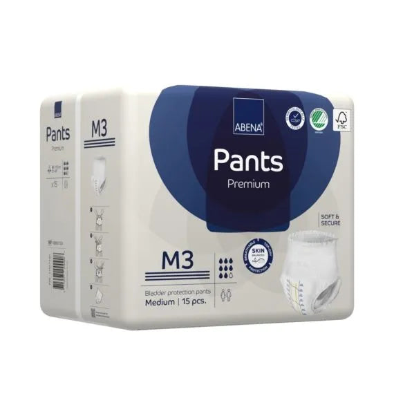 Abena Pants M3 Medium Waist 80 110cm Unisex 2400ml White/ Blue Stripe