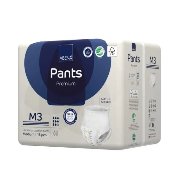 Abena Pants M3 Medium Waist 80 110cm Unisex 2400ml White/ Blue Stripe