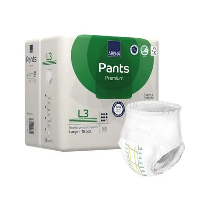 Abena Pants L3 Large Waist 100 140cm Unisex 2400ml White/ Green Stripe