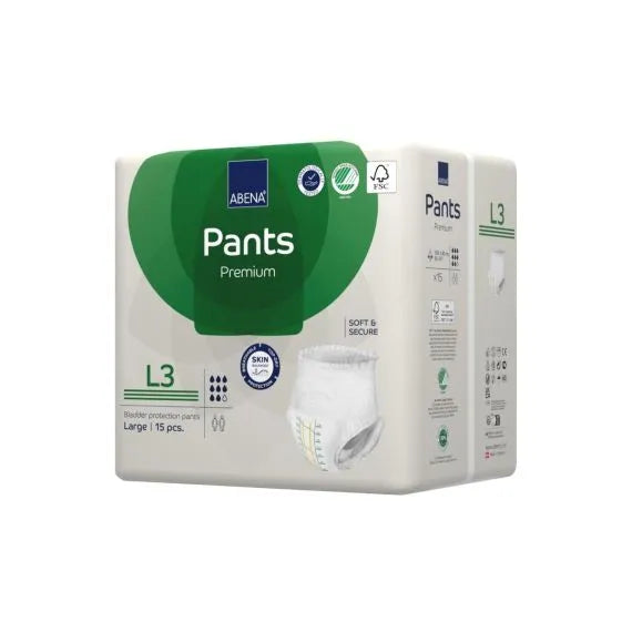 Abena Pants L3 Large Waist 100 140cm Unisex 2400ml White/ Green Stripe