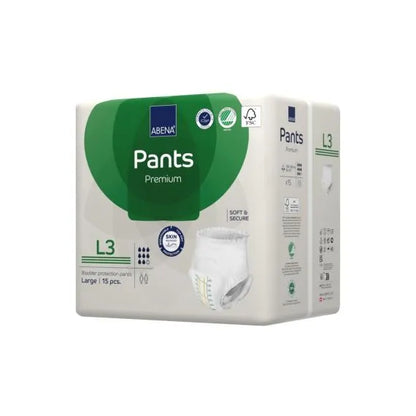 Abena Pants L3 Large Waist 100 140cm Unisex 2400ml White/ Green Stripe