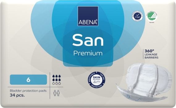 Abena San 6 Premium Unisex 1600ml White/ Blue Stripe