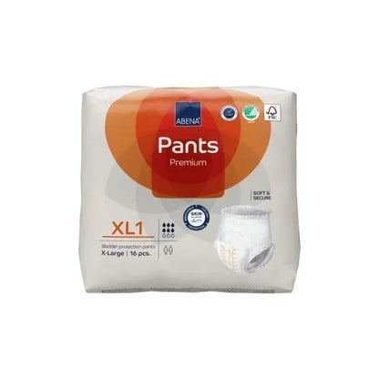 Abena Pants Xl1 X Large Waist 130 170cm Unisex 1400ml White/ Orange Stripe