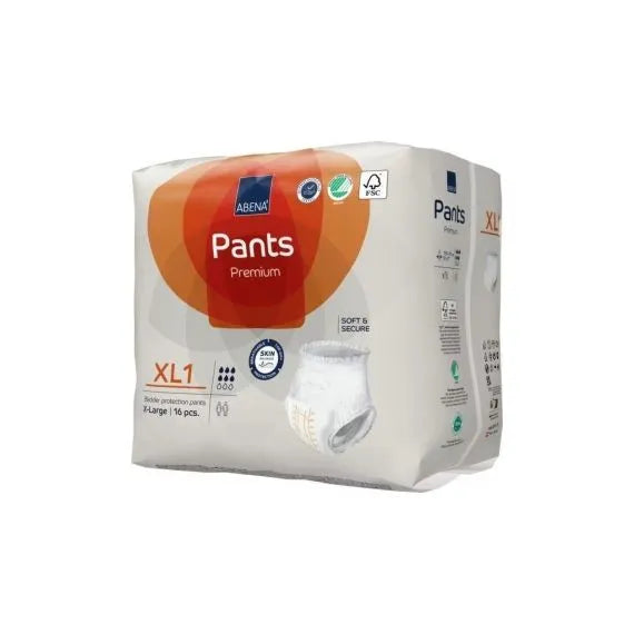 Abena Pants Xl1 X Large Waist 130 170cm Unisex 1400ml White/ Orange Stripe