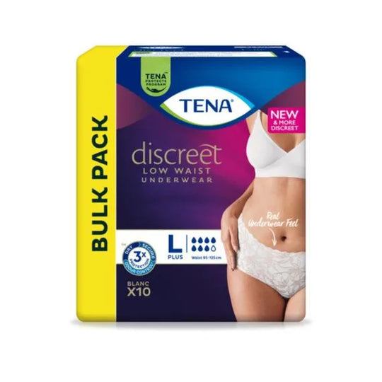 Tena Pants Discreet Low Waist Blanc Large 95 125cm Women 615ml White