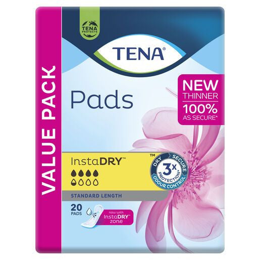 TENA Pads InstaDRY Standard Length 312x121mm 350ml PKT X 20