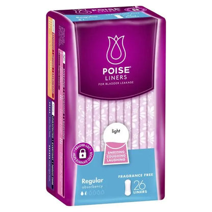 Poise Liners Regular Female 50ml 190mm White/Pink