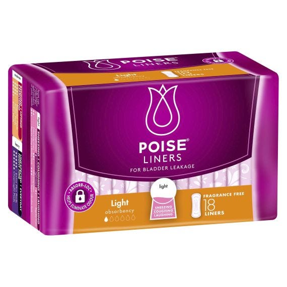 Poise Liners Light 165x64mm Female 25ml 165mm White/Pink