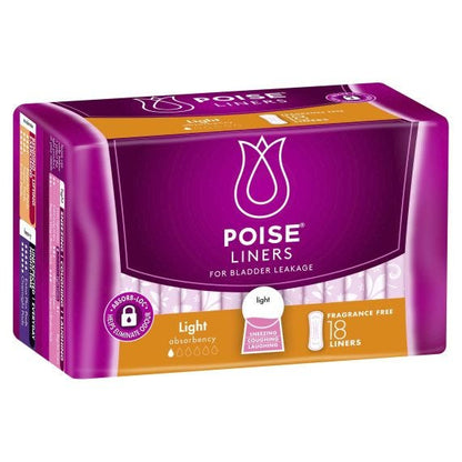 Poise Liners Light 165x64mm Female 25ml 165mm White/Pink