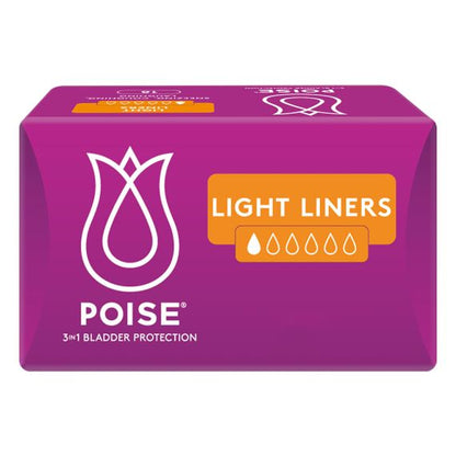 Poise Liners Light 165x64mm Female 25ml 165mm White/Pink