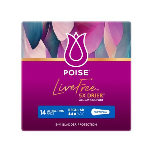 Poise Live Free Pad Female 110ml 24cm White/Pink
