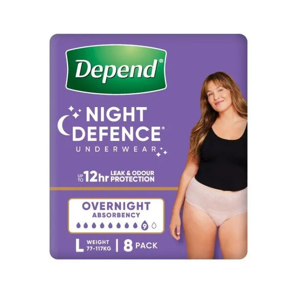 Depend Real Fit Night Defence Pants Large 97 162cm Female 1350ml Beige
