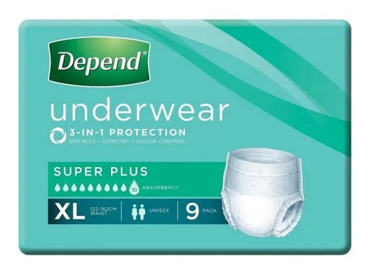 Depend Super Plus Underwear Xl 122cm 162cm Unisex 2000ml White