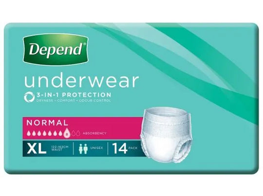 Depend Normal Underwear Xl 122cm 162cm Unisex 850ml White