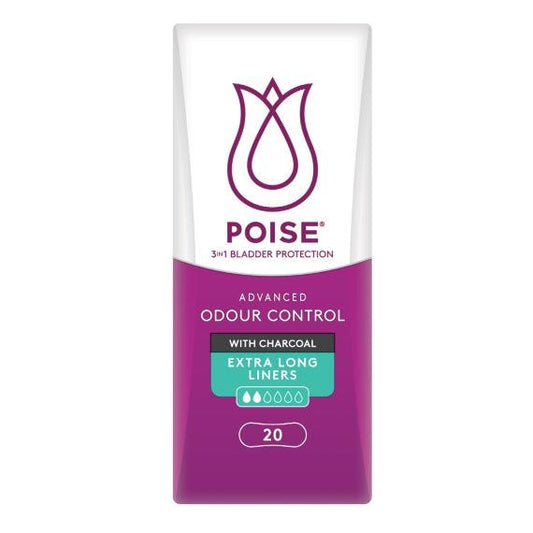 Poise Charcoal Extra Long Liners Female 70ml 21.5cm White
