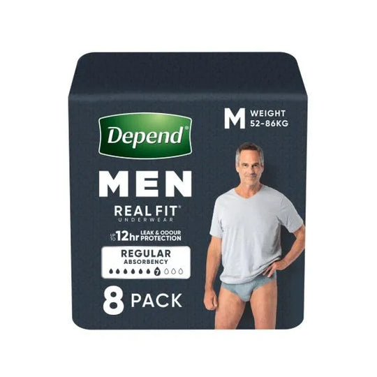Depend Real Fit Underwear For Men Medium Waist 71 102cm Male 1320ml Blue