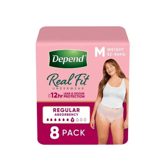 Depend Real Fit Regular Underwear For Women Medium Waist 71 102cm Female 920ml Nude