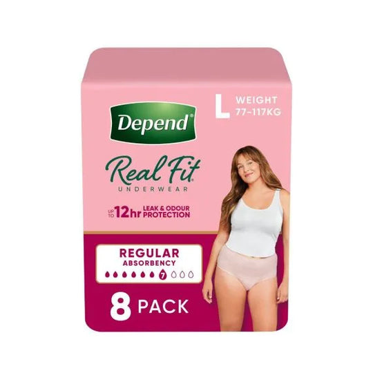Depend Real Fit Regular Underwear For Women Large 97 127cm Female 920ml Nude