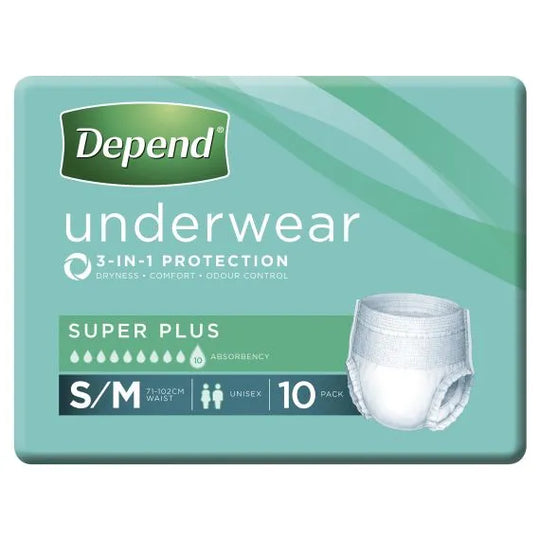 Depend Underwear Super Plus S/M Waist 71 102cm Unisex 2000ml White