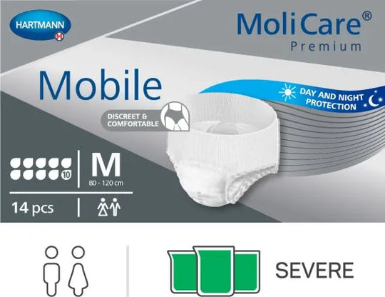 Molicare Premium Mobile 10 Drops Medium Waist 80 120cm Unisex 2626 Ml White