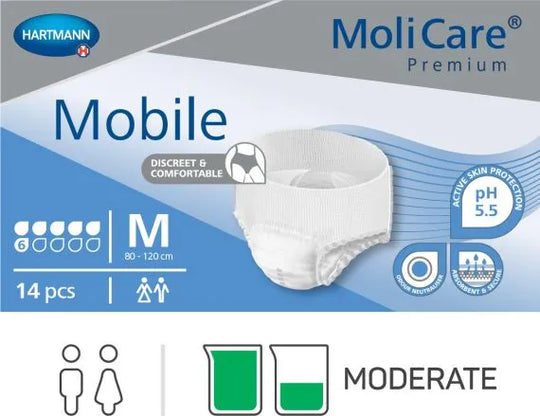 Molicare Premium Mobile 6 Drops Medium Waist 80 120cm Unisex 1662 Ml White